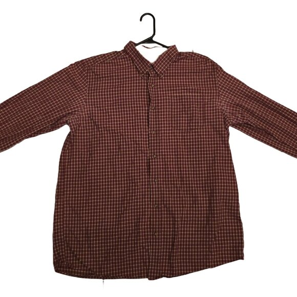 VGUC - Eddie Bauer Men's Burgundy Checkered Shirt XLT - Picture 1 of 6